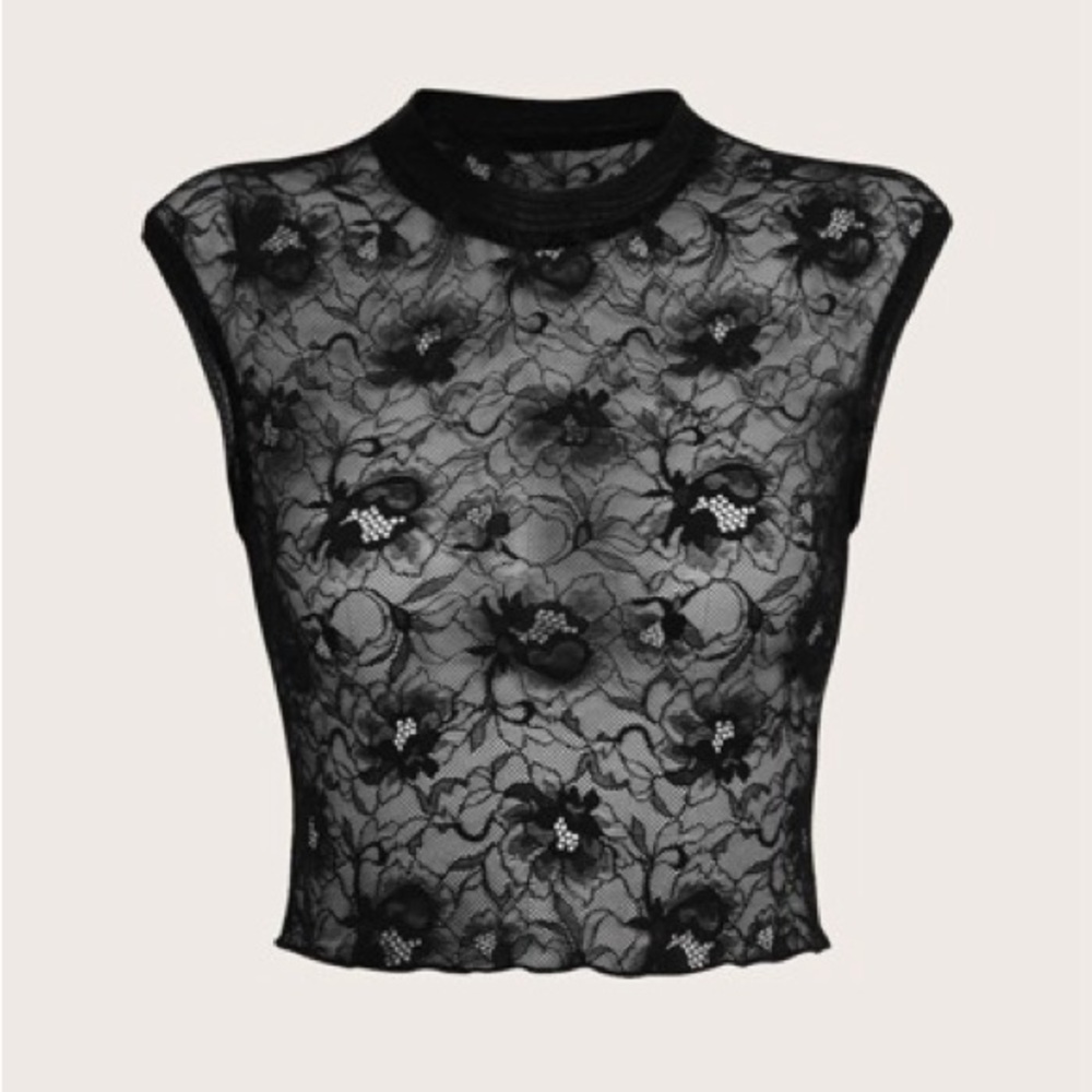 SHEIN Black Floral Lace Blouse